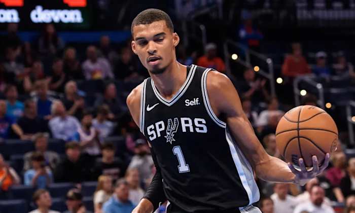 San Antonio Spurs rookie Victor Wembanyama is listed at 7 feet 4 inches tall. 